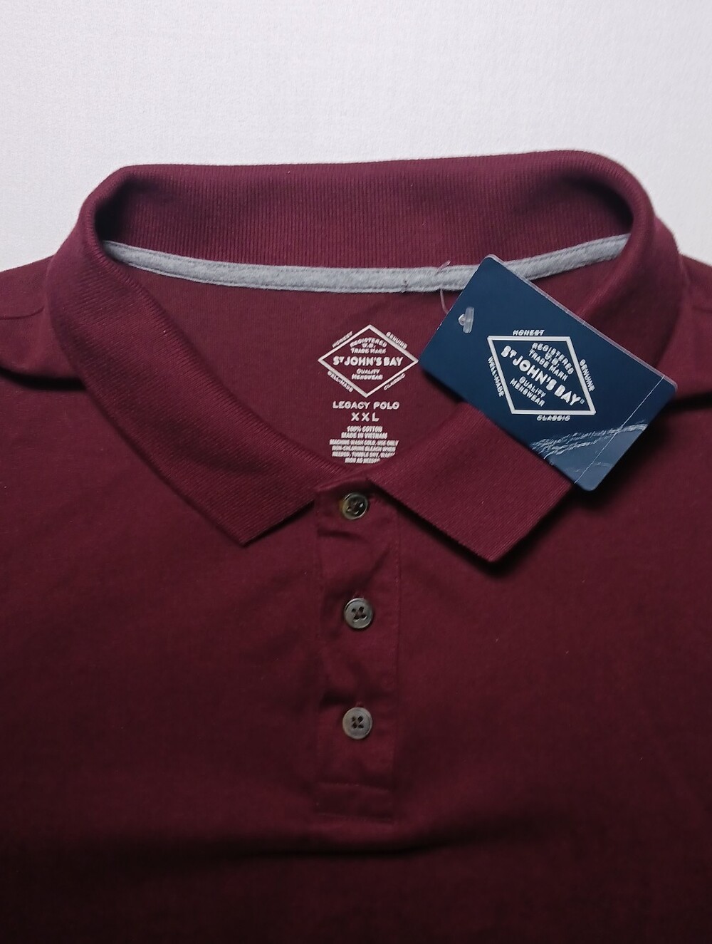 St. John's Bay Mens Long Sleeve Legacy Polo Shirt XXL Burgundy NWT